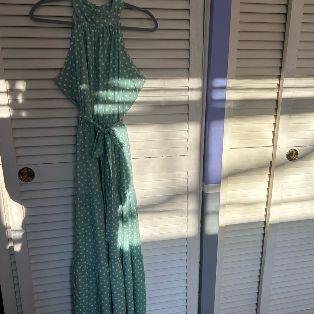 Elegant Green Polka Dot Dress